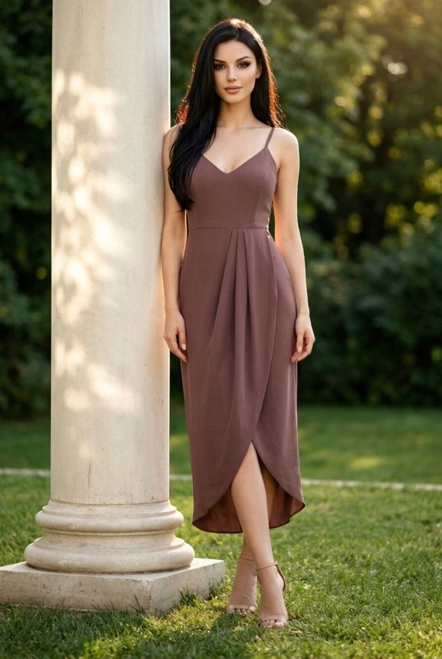 Mocha Midi M Cottage Fairy Romantic Whimsigoth Bridesmaid Asymmetrical Lulus
